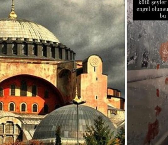 Διαλύουν την Αγία Σοφία: Ξύνουν τους τοίχους και παίρνουν κομμάτια για ενθύμια.